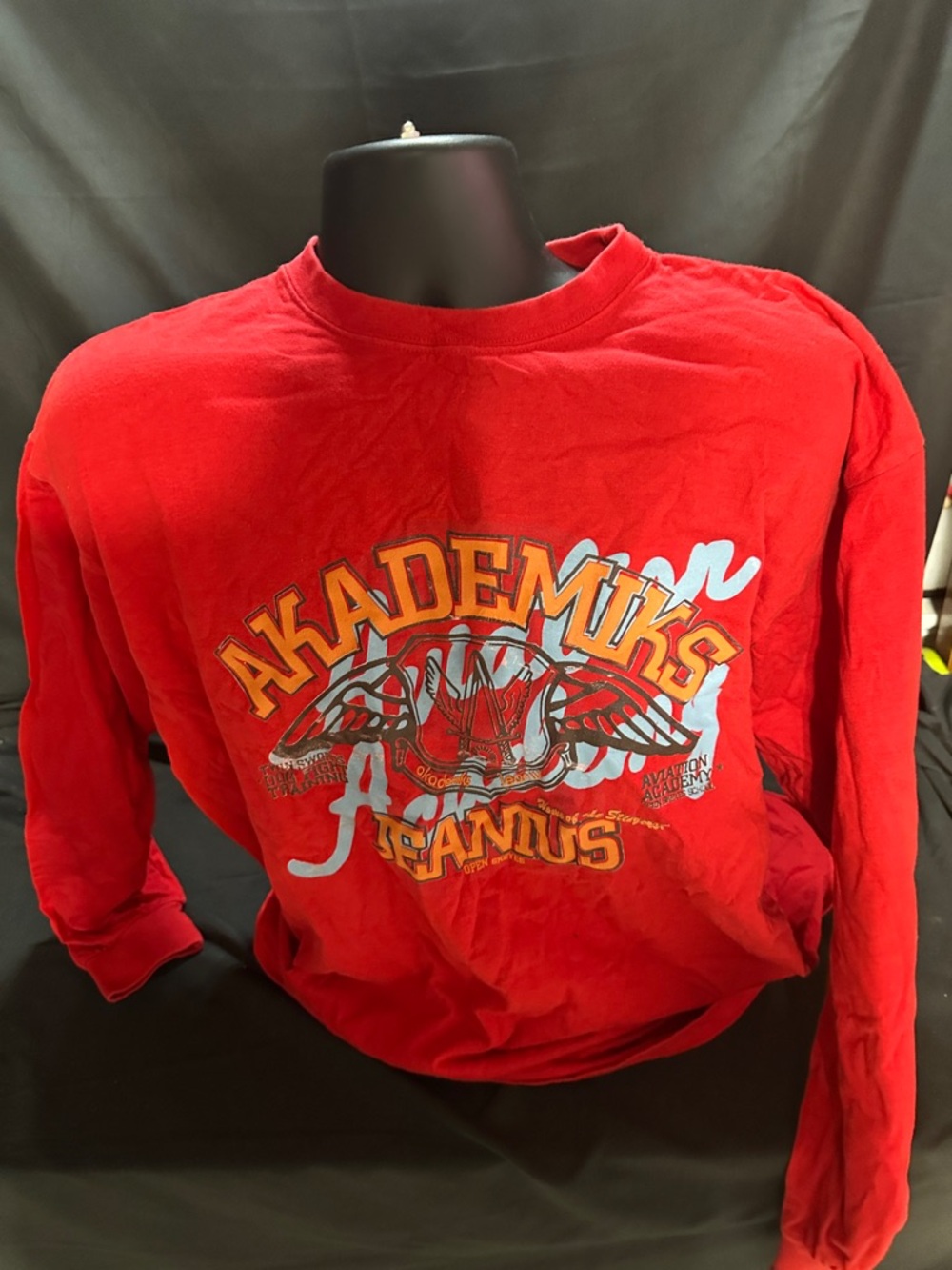 Akademiks Red Graphic Long-Sleeve-Y2K shirt-size XL-#565